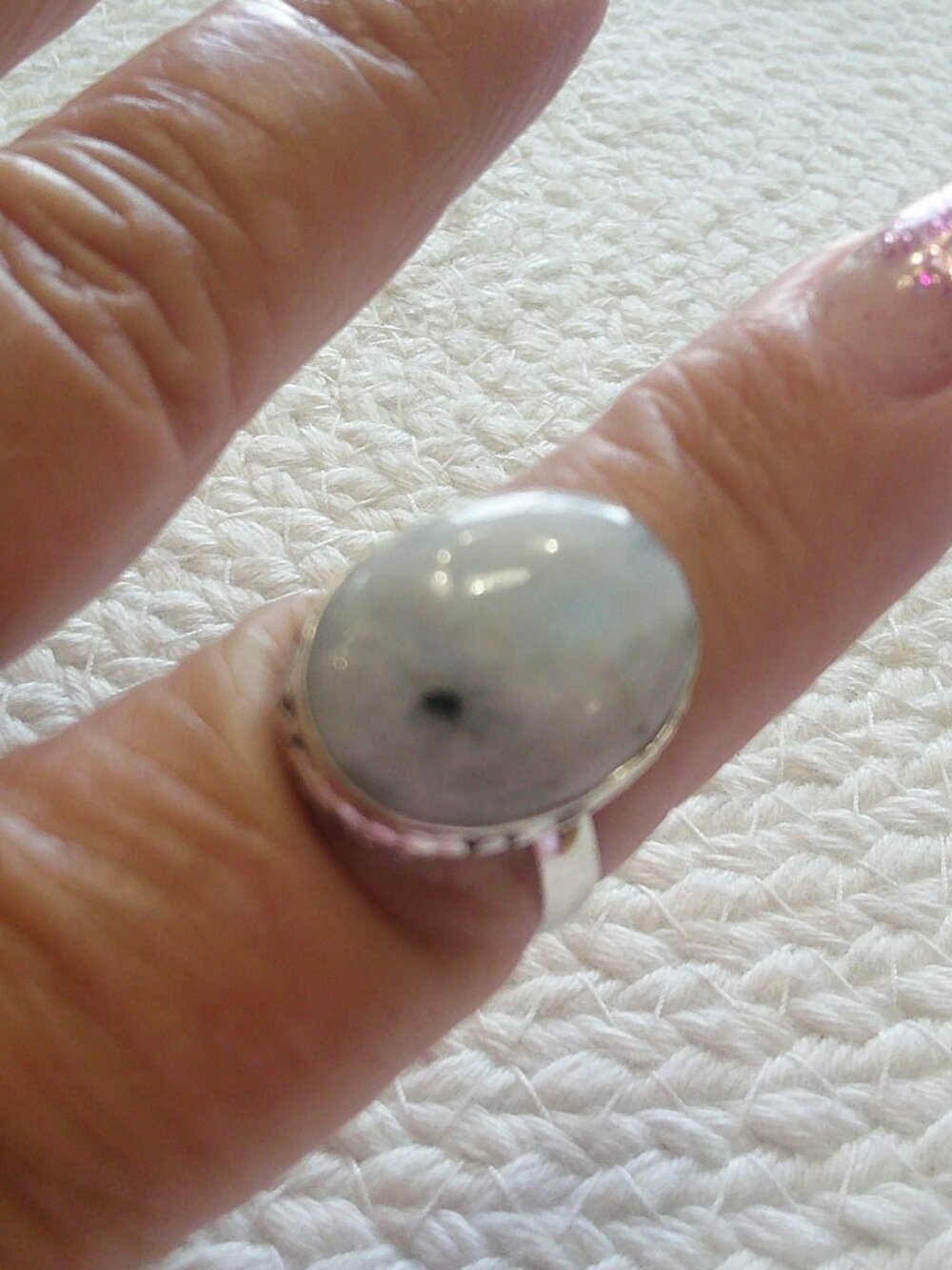 Beautiful RAINBOW MOONSTONE Handmade Sterling 925 Ring Size 9.5 #224F